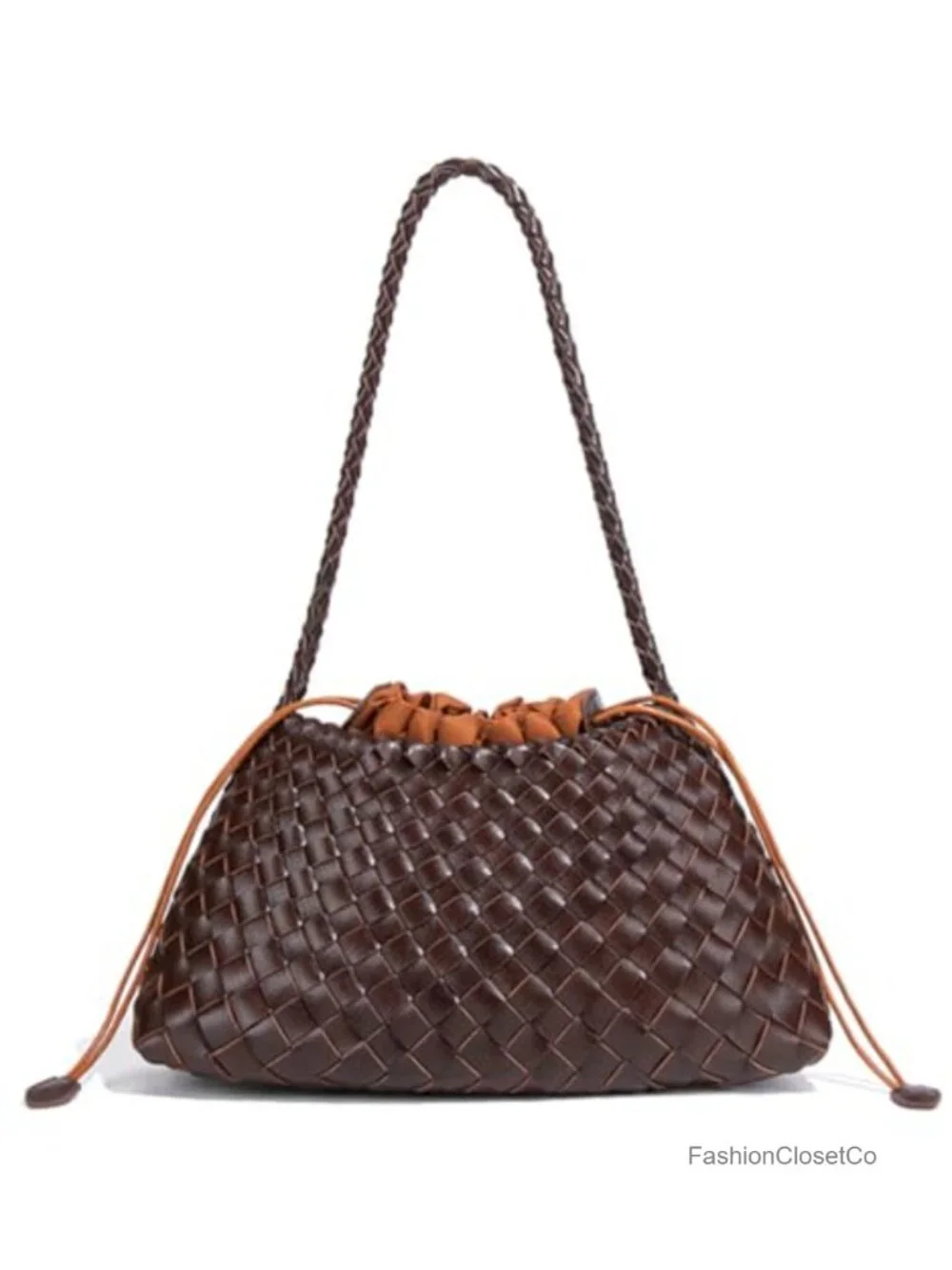 2 Pcs Slouchy Woven Hobo Bag Set - Faux Leather Shoulder Crossbody Tote for